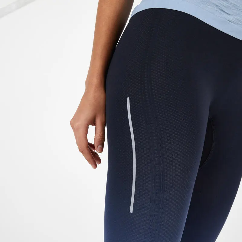 Leggins Mallas Running Piratas Mujer Kiprun Care Negro Azul - Imagen 5