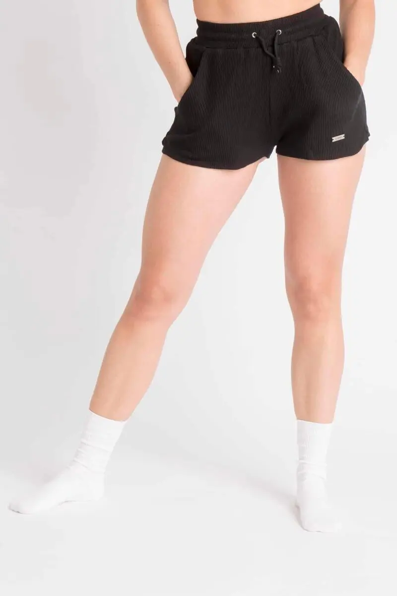 AESTHETIC WOLF LOEWI Pantalones Cortos Fitness Acanalados - Mujer - Negro - Imagen 3