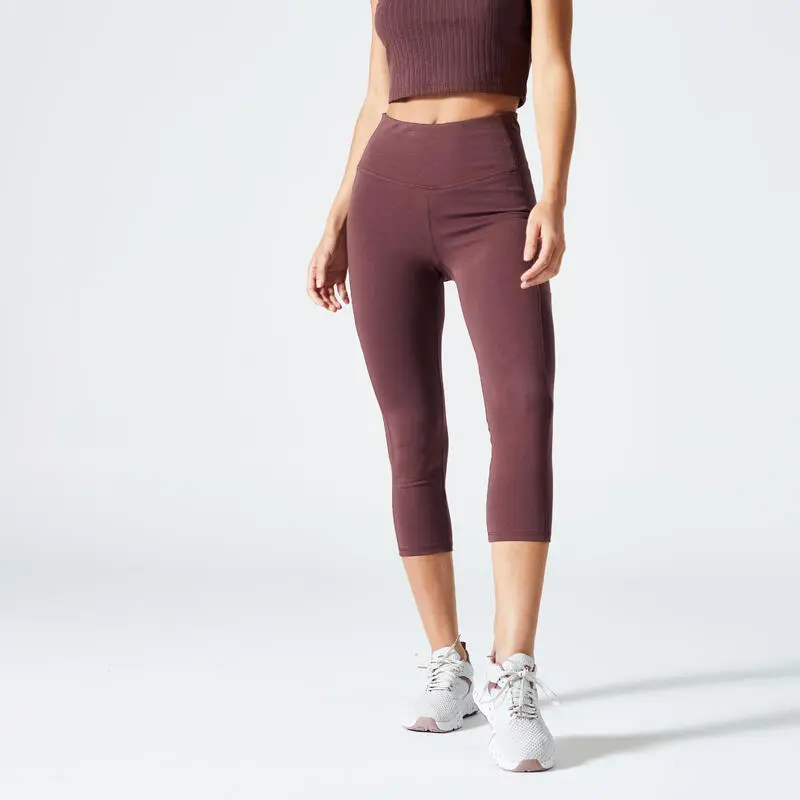 Domyos Mallas 7/8 Fitness 520 Mujer Marr贸n Caoba