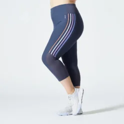 Domyos Mallas Pirata Fitness Cardio Mujer Gris Talle Alto