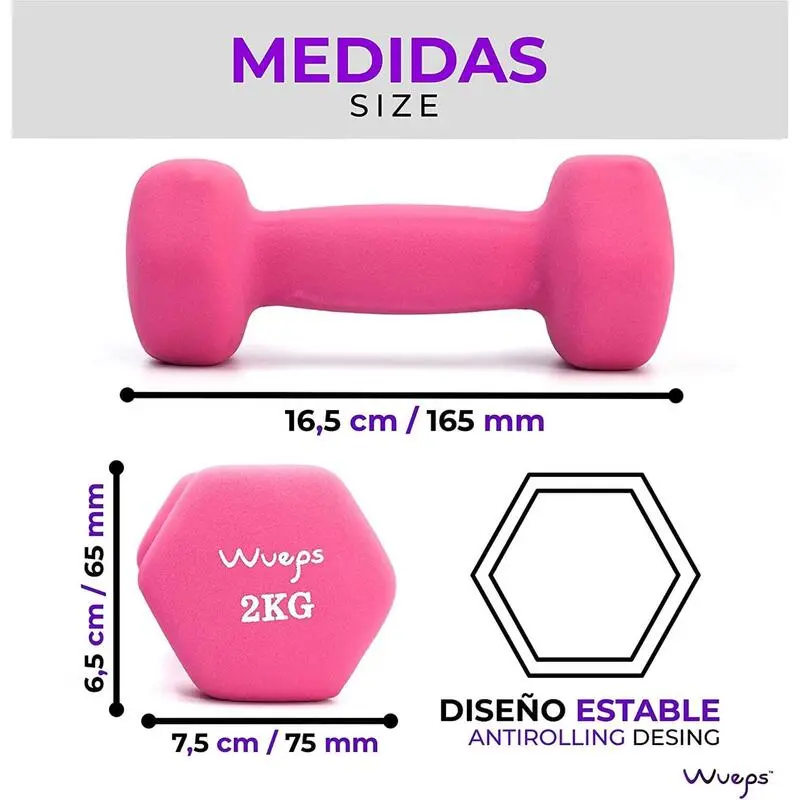 Mancuernas De Neopreno Wueps - 2kg - Imagen 2