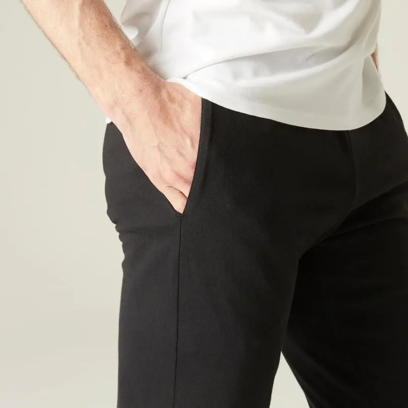 Pantal贸n Ch谩ndal Fitness Algod贸n Recto Hombre Domyos 120 Negro - Imagen 4