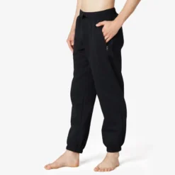 Pantalón Chándal Fitness Felpa Recto Hombre Domyos 500 Negro