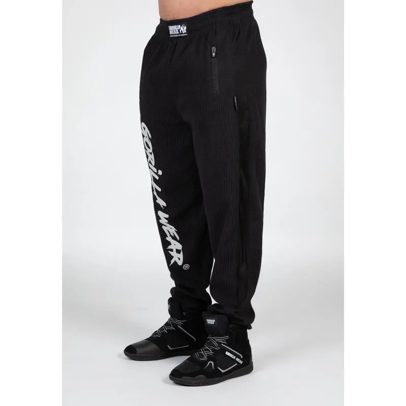 Pantalón Chándal Fitness Largo Hombre GORILLA WEAR Augustine OldSchool Negro - Imagen 2