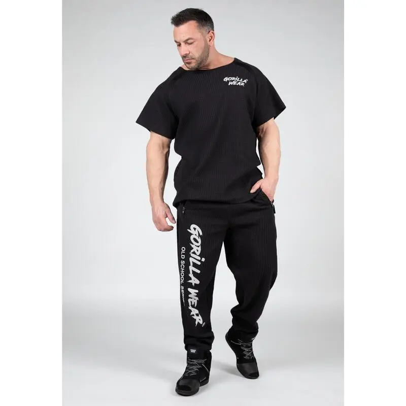 Pantalón Chándal Fitness Largo Hombre GORILLA WEAR Augustine OldSchool Negro - Imagen 4
