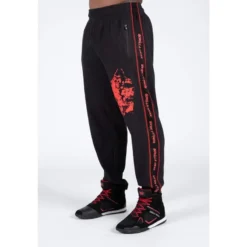 Pantalón Chándal Fitness Largo Hombre GORILLA WEAR Buffalo Negro Rojo