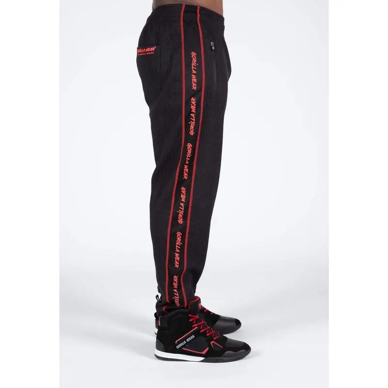 Pantalón Chándal Fitness Largo Hombre GORILLA WEAR Buffalo Negro Rojo - Imagen 4