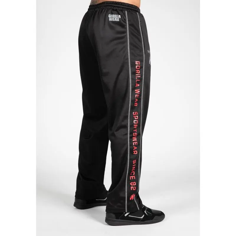 Pantalón Chándal Fitness Largo Hombre GORILLA WEAR FunctionalMesh Negro Rojo - Imagen 3