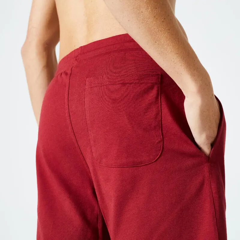 Pantalon Corto Chándal Short Recto Algodón Hombre Domyos Essential Burdeos - Imagen 4