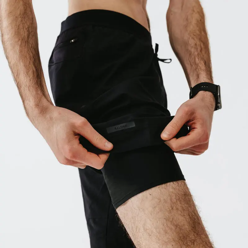 Pantal贸n Corto Running 2 En 1 B贸xer Integrado Hombre Kalenji Dry + Negro - Imagen 4