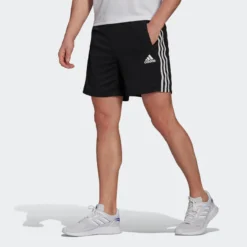 Pantalon Corto Short Adidas Hombre Fitness Negro 3 Rayas