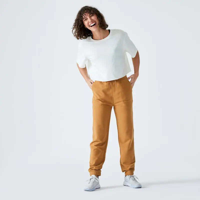 Pantal贸n Jogger Fitness Regular Algod贸n Mujer Domyos Avellana - Imagen 2