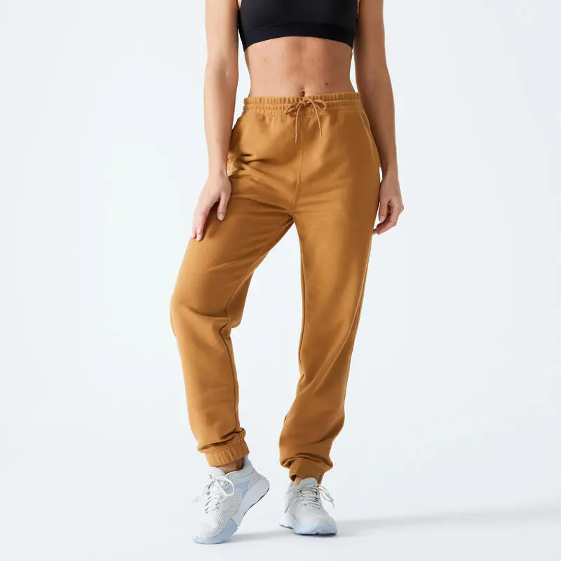 Pantal贸n Jogger Fitness Regular Algod贸n Mujer Domyos Avellana