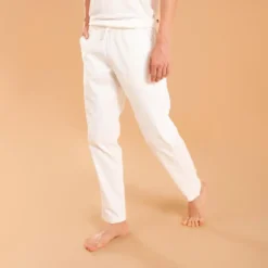 KIMJALY Pantalón Yoga Suave Hombre Blanco Tela Lino Algodón
