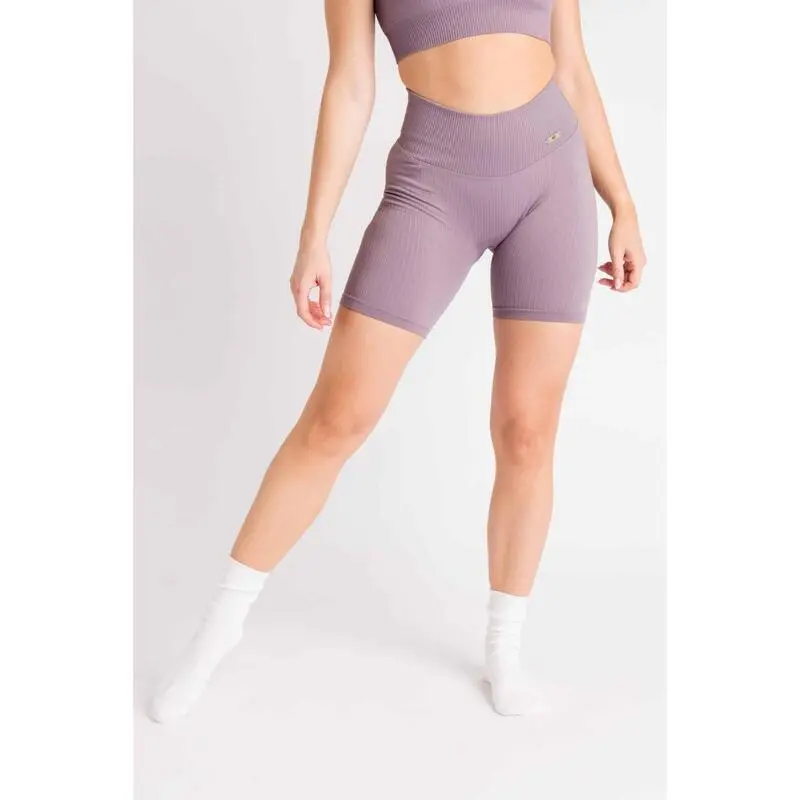 AESTHETIC WOLF Pantalones Cortos Compresivos 'Ribbbed Seamless' - Mujer - Beis - Imagen 6