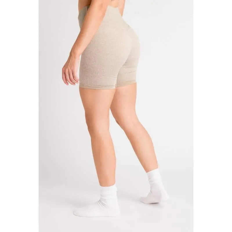 AESTHETIC WOLF Pantalones Cortos Compresivos 'Ribbbed Seamless' - Mujer - Beis - Imagen 2