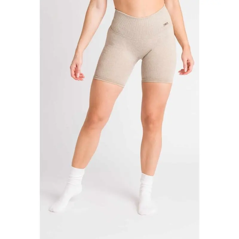 AESTHETIC WOLF Pantalones Cortos Compresivos 'Ribbbed Seamless' - Mujer - Beis