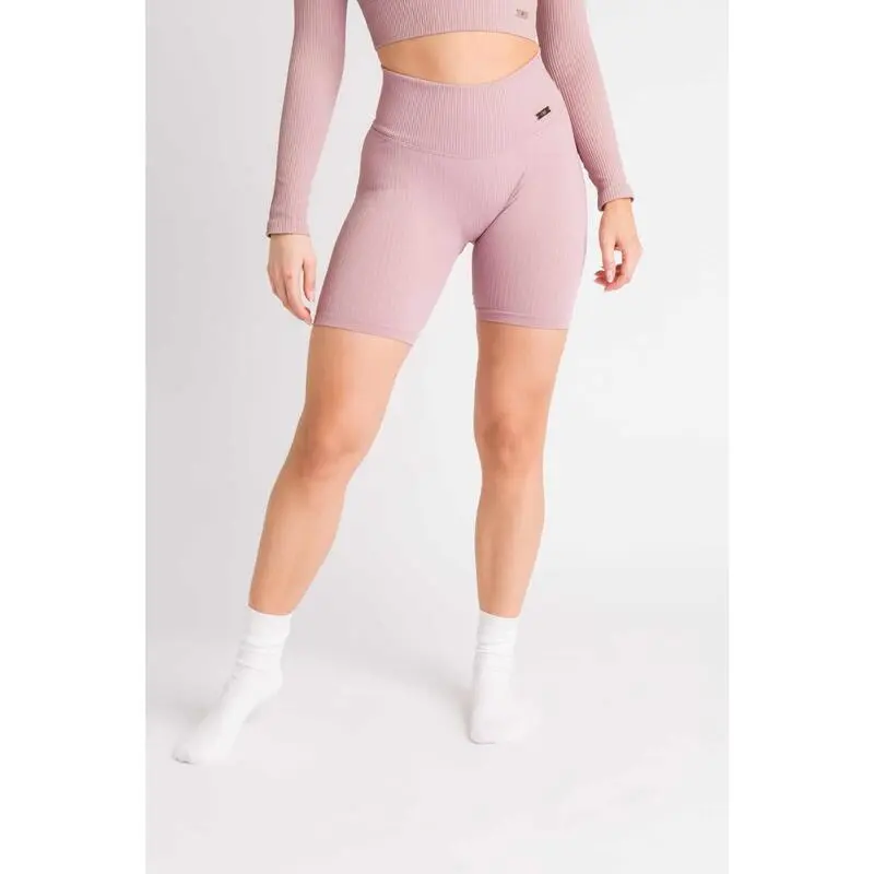 AESTHETIC WOLF Pantalones Cortos Compresivos 'Ribbbed Seamless' - Mujer - Beis - Imagen 5