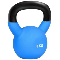 Pesa Rusa 8 Kg De Hierro Fundido Kettlebell HOMCOM 18x11x20 Cm Azul