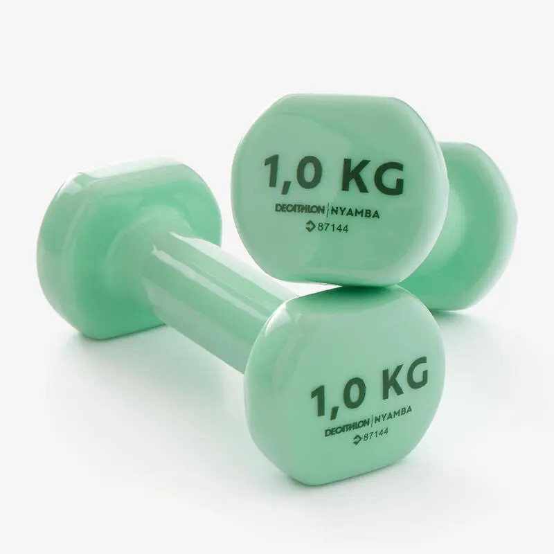Domyos Pesas 2 X 1Kg De Vinilo Fitness Gimnasia En Casa Pilates Nyamba Verde