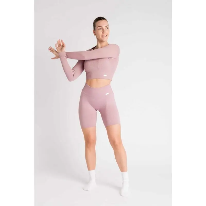 AESTHETIC WOLF 'Ribbbed Seamless' Top Acanalado Fitness - Mujer - Plum Roja - Imagen 2