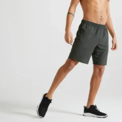 Short Fitness Pantalón Corto Chándal Con Bolsillo Hombre Domyos FST 120 Verde