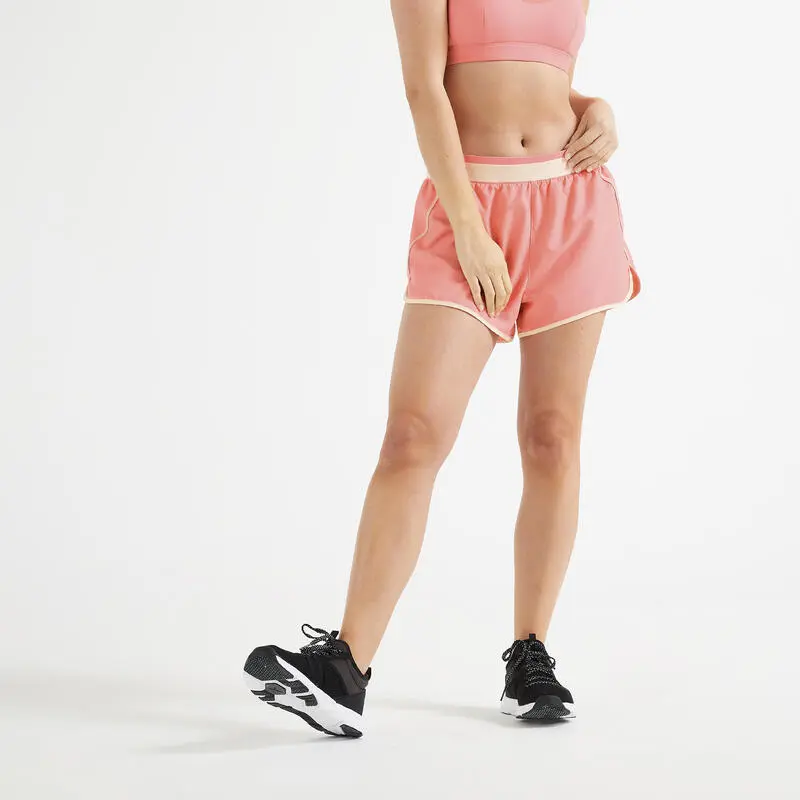 Domyos Short Pantalón Corto Fitness Amplio Mujer Rosa Pálido