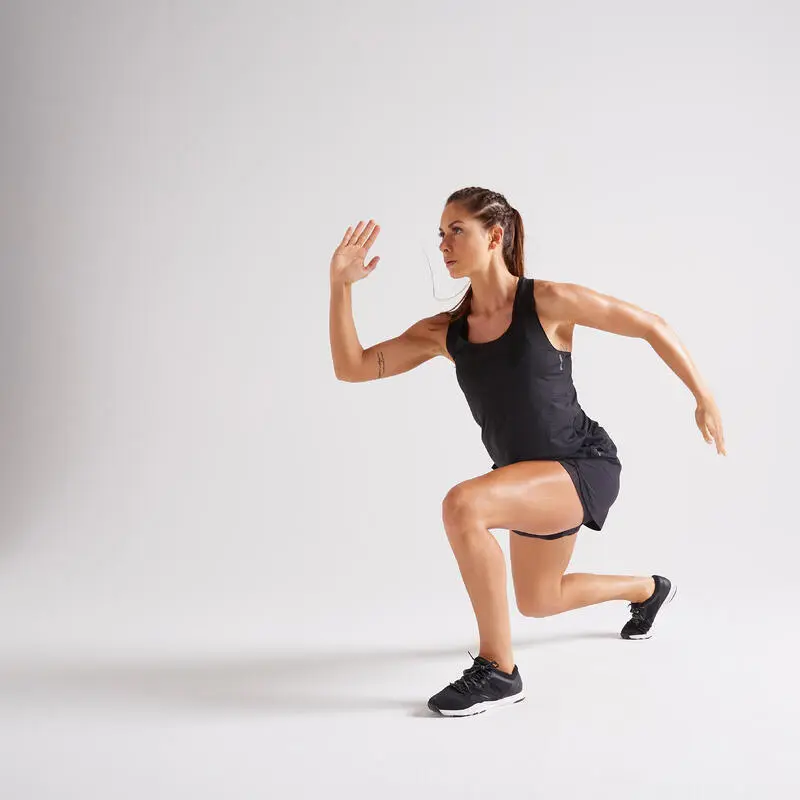 Shorts Fitness 2 En 1 Antirozaduras Mujer Domyos Negro - Imagen 5