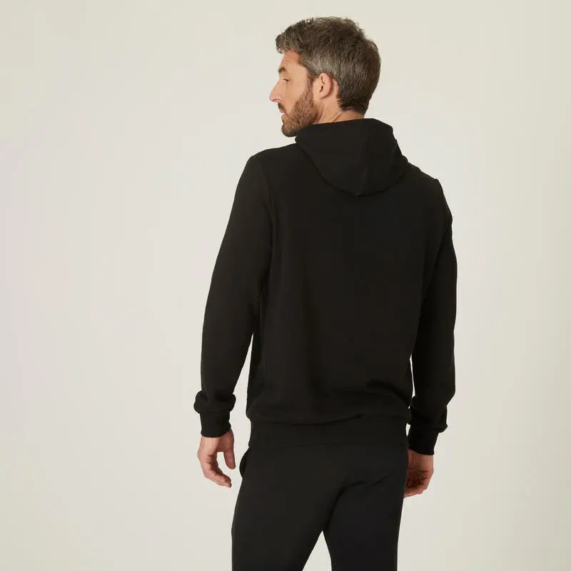 Sudadera Chaqueta Fitness Con Capucha Hombre Domyos 100 Negro - Imagen 3