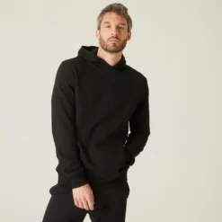 Sudadera Chaqueta Fitness Con Capucha Hombre Domyos 100 Negro