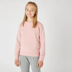 Domyos Sudadera Cuello Redondo Niños French Terry Algodón - Básica Rosa