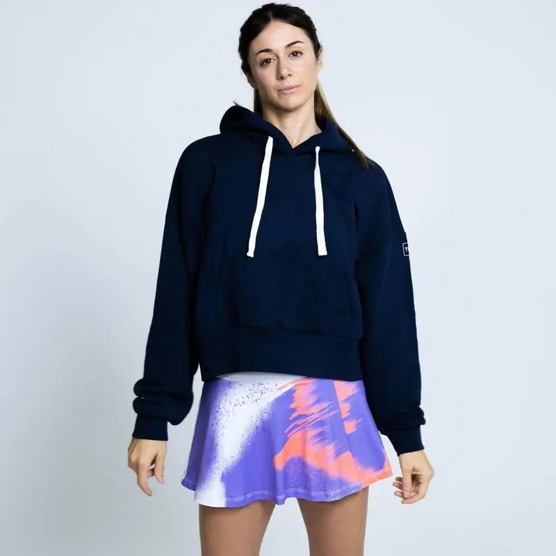 THE RUNNING REPUBLIC Sudadera De Cuello Redondo Con Capucha De Algod贸n De Mujer TRR Azul