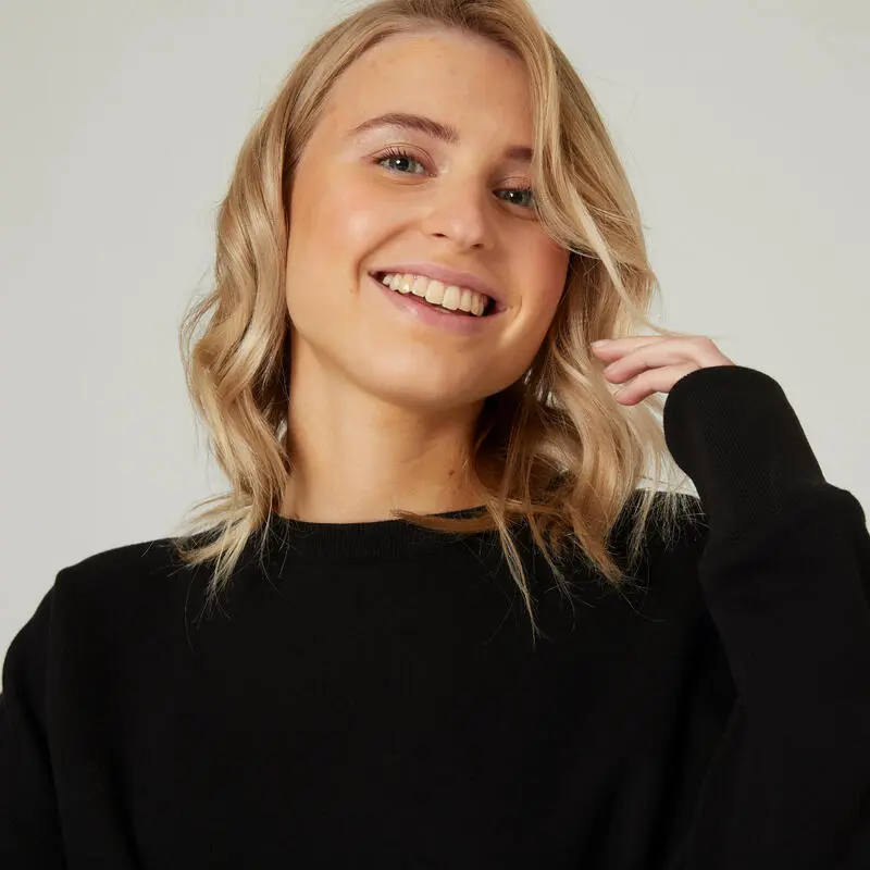 Sudadera Fitness Crop Top Domyos 520 Mujer Negro - Imagen 5