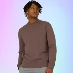 Sudadera Fitness Recta Cuello Redondo Hombre Domyos Essentiel Marrón