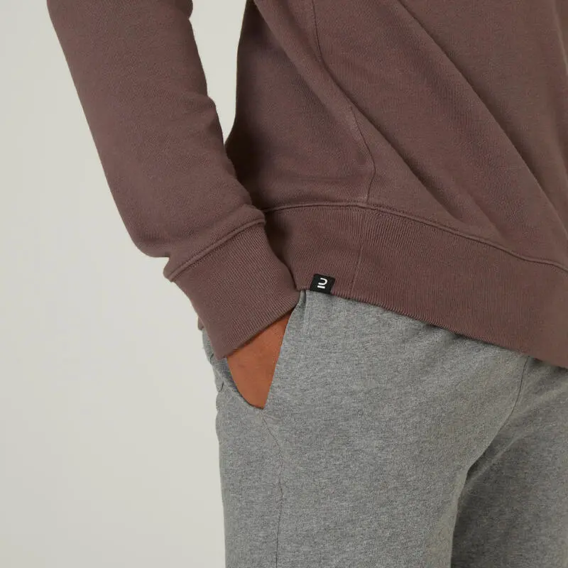 Sudadera Fitness Recta Cuello Redondo Hombre Domyos Essentiel Marr贸n - Imagen 5