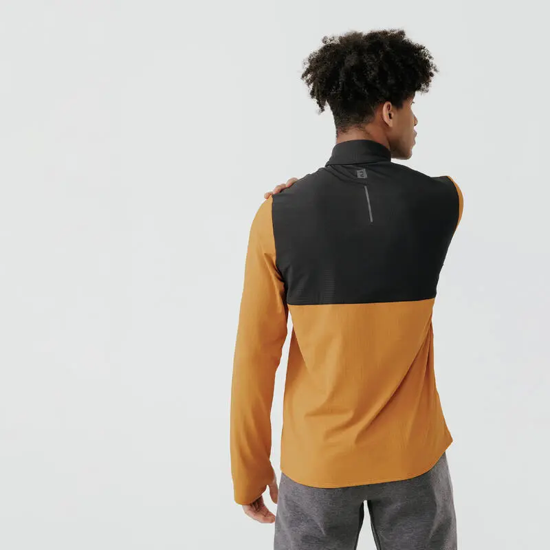 Kalenji Sudadera Running Hombre Manga Larga Cálida Warm 500 Ocre - Imagen 2