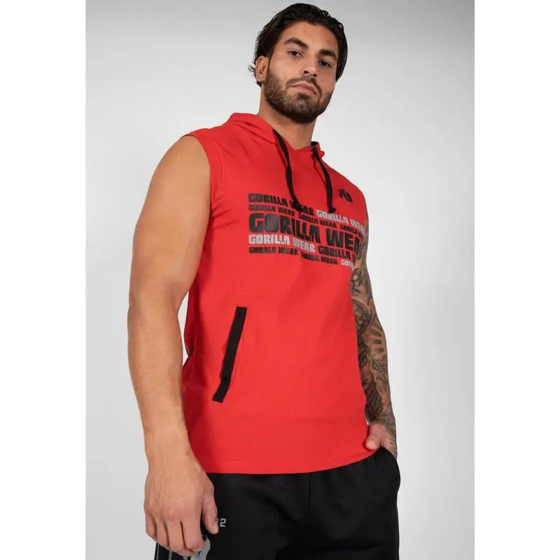 Sudadera Sin Mangas Con Capucha Poliéster Hombre GORILLA WEAR Melbourne Rojo - Imagen 4