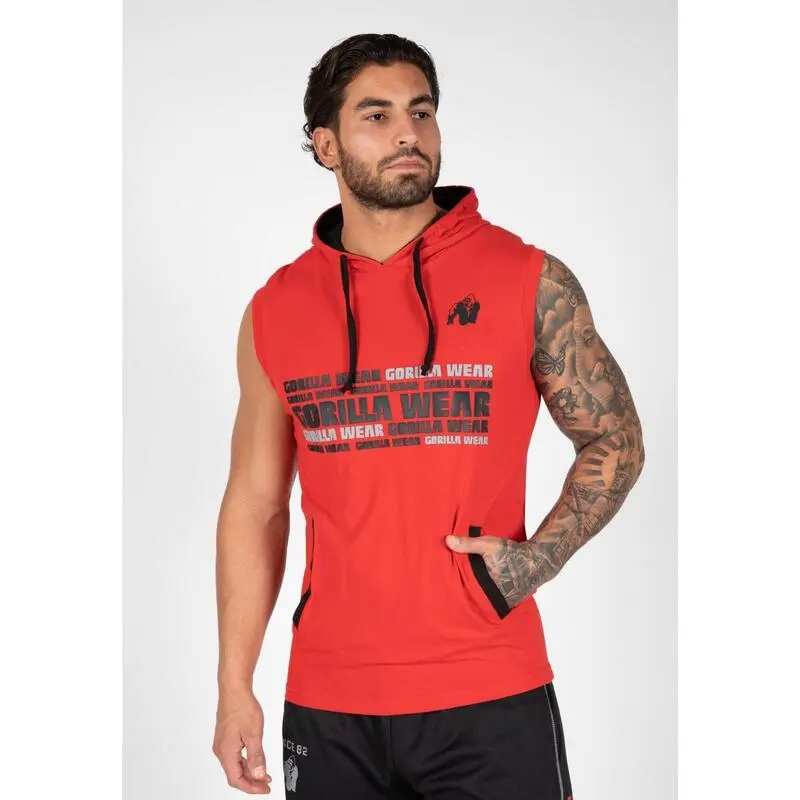 Sudadera Sin Mangas Con Capucha Poliéster Hombre GORILLA WEAR Melbourne Rojo