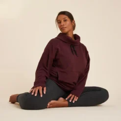KIMJALY Sudadera Yoga Relajación Mujer Burdeos Polar