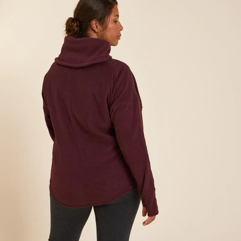 KIMJALY Sudadera Yoga Relajaci贸n Mujer Burdeos Polar - Imagen 4