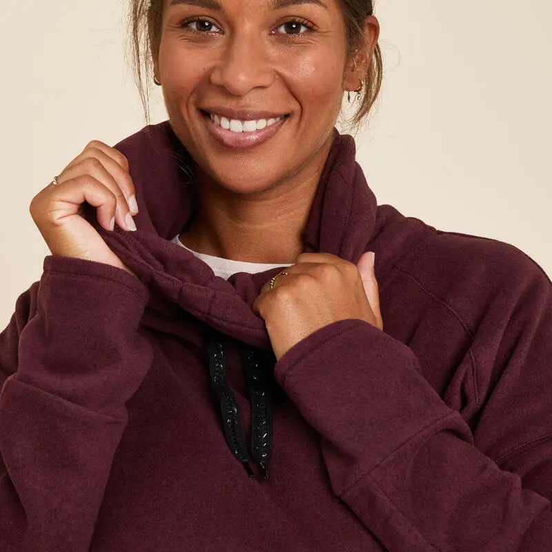 KIMJALY Sudadera Yoga Relajaci贸n Mujer Burdeos Polar - Imagen 5