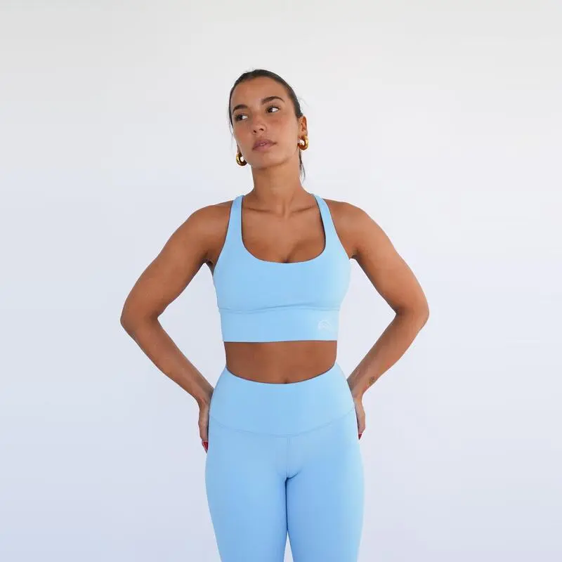 Top Deportivo Fitness Sostenible Poliéster Mujer Fitplanet Dolphin Azul Claro - Imagen 2