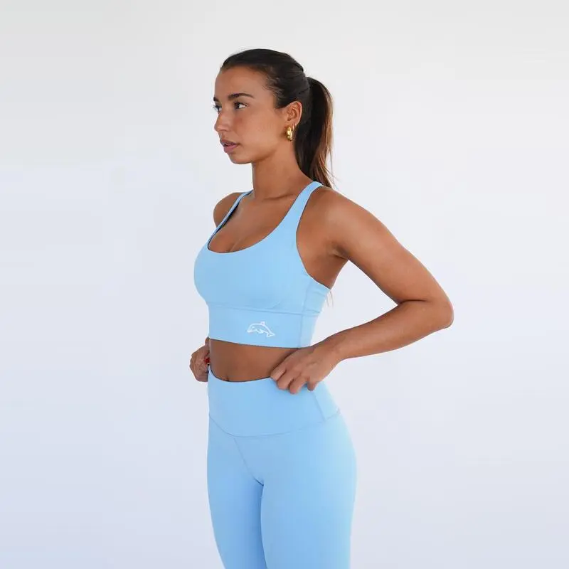 Top Deportivo Fitness Sostenible Poliéster Mujer Fitplanet Dolphin Azul Claro - Imagen 3