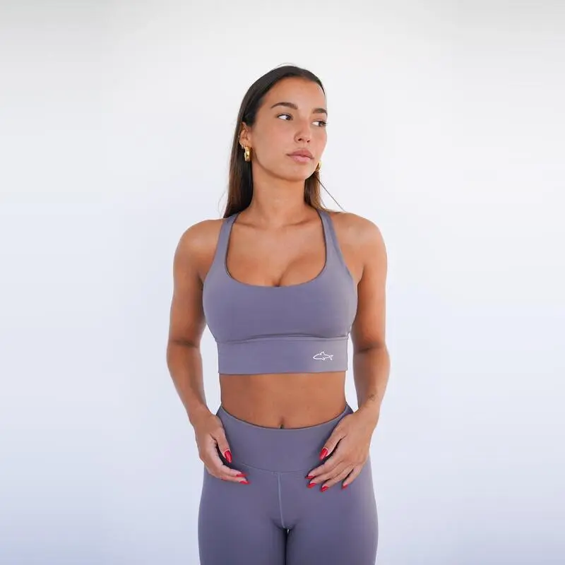 Top Deportivo Fitness Sostenible Poliéster Mujer Fitplanet Shark Gris - Imagen 2