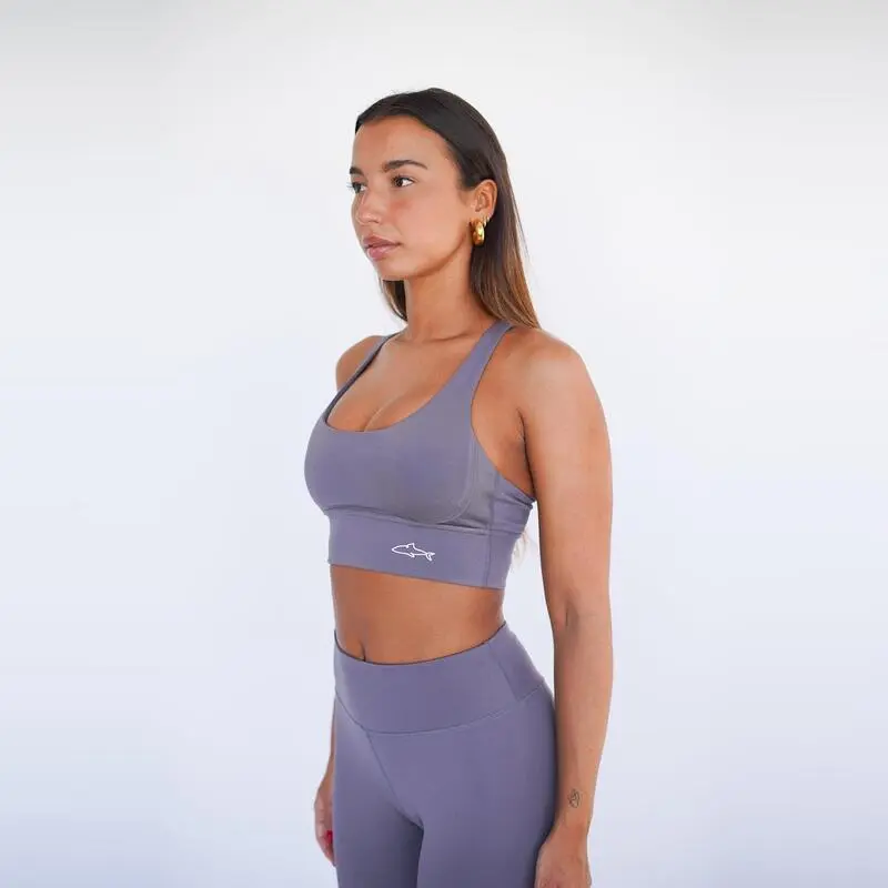Top Deportivo Fitness Sostenible Poliéster Mujer Fitplanet Shark Gris - Imagen 3