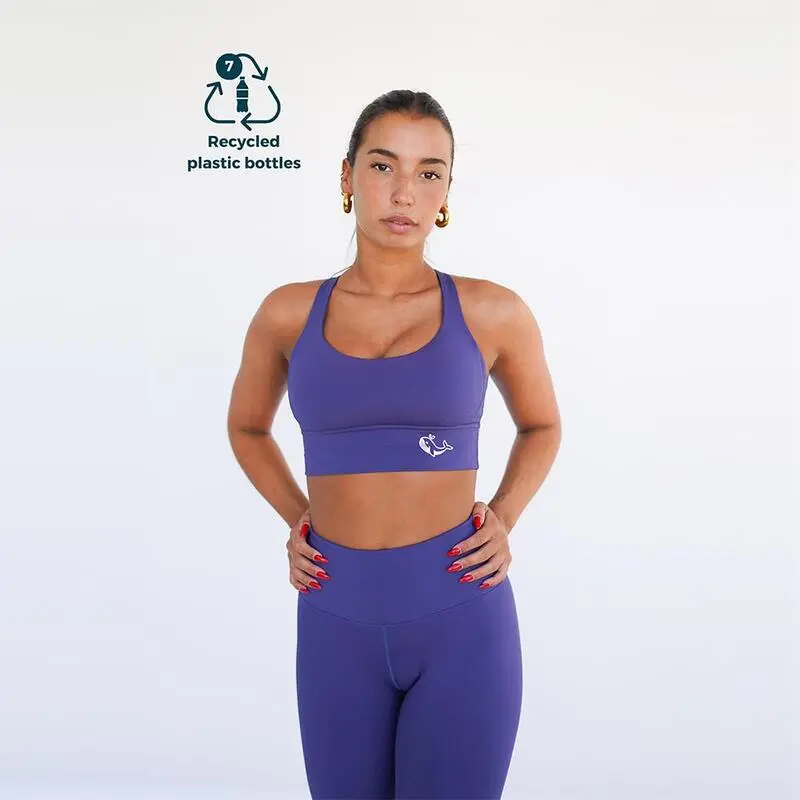 Top Deportivo Fitness Sostenible Poliéster Mujer Fitplanet Whale Azul Oscuro