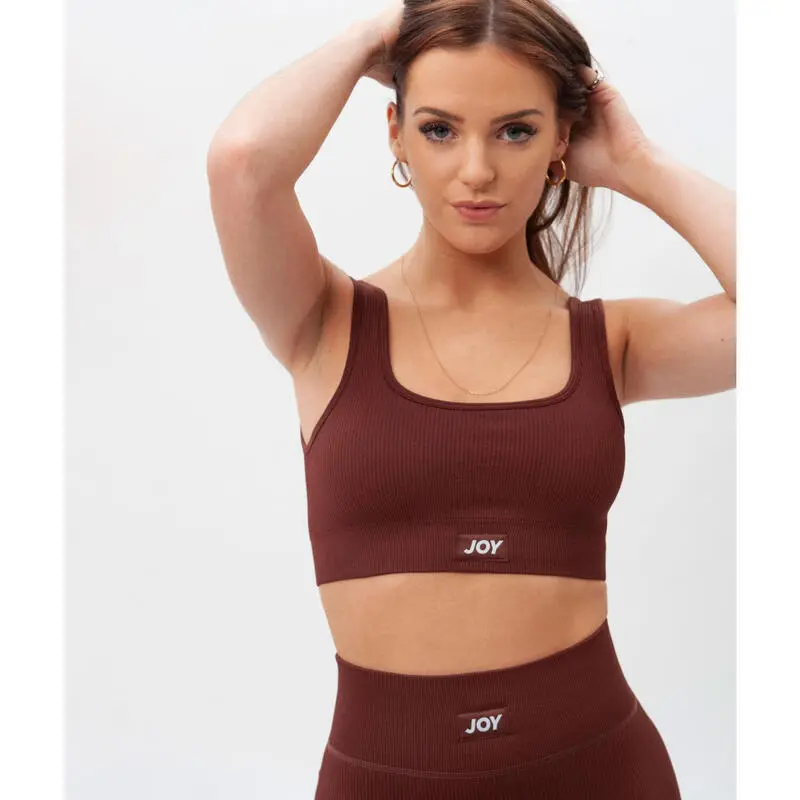 Joy Studio Top Sujetador Deportivo Acanalado Sweet Line - Café - Imagen 2