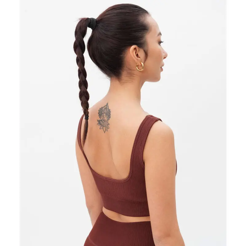 Joy Studio Top Sujetador Deportivo Acanalado Sweet Line - Café - Imagen 3