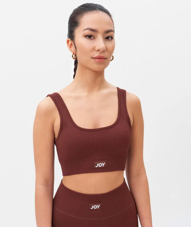 Joy Studio Top Sujetador Deportivo Acanalado Sweet Line - Café