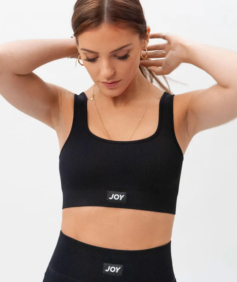 Joy Studio Top Sujetador Deportivo Acanalado Sweet Line - Negro - Imagen 3